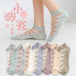 Women's Floral Ankle <b>Socks</b> 15D Thin Mesh Breathable Spring Summer Invisible Boat <b>Socks</b> Polyester Fiber - Product Image 1