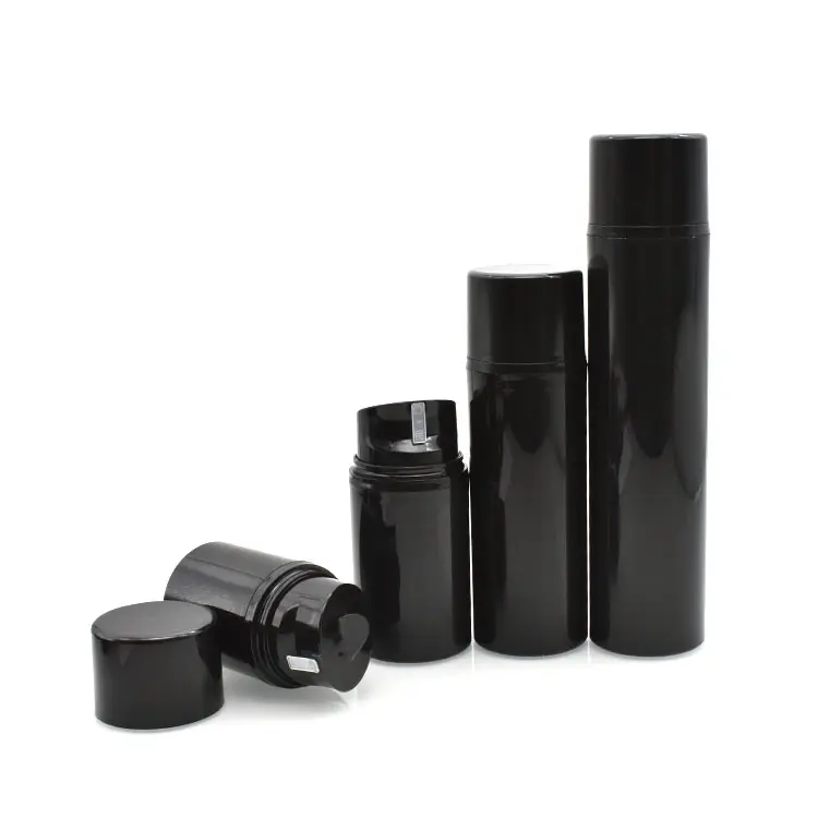 Campione gratuito 30ml 80ml 100ml pompa nera bottiglia sottovuoto olio essenziale per la cura della pelle Essence imballaggio