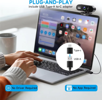 Webcam 1080P untuk PC dengan Mikrofon, Kamera Komputer, Penutup Privasi untuk Streaming, Konferensi, Zoom, Skype, Facetime, Laptop
