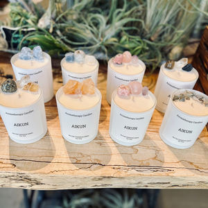 Aikun เทียนขี้ผึ้งถั่วเหลืองแบบกำหนดเองเทียนหอมขวดแก้วดอกไม้แห้งน้ำมันหอมระเหยเทียนหอมคริสตัลสำหรับตกแต่งบ้าน - Product Image 4