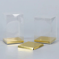 Boîte carrée transparente en PET pour bonbons de mariage personnalisés, boîte en plastique PVC transparente avec inserts dorés