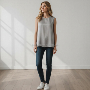 <span class=keywords><strong>Camiseta</strong></span> de Seda Satinada Personalizada para <span class=keywords><strong>Mujer</strong></span>, sin Mangas, para Oficina - Product Image 3
