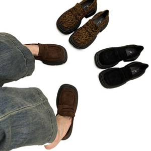 Hong Kong britannique mode mocassins à semelles épaisses pour femmes 2025 printemps nouveauté en daim sans lacet chaussures plates pour - Product Image 3