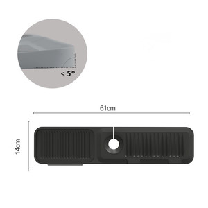 Big Slope Kitchen Sink Splash Guard-gray Silicone Faucet Mat Handle Drip <strong>Catcher</strong> <strong>Tray</strong> Behind Faucet With Soap Dispenser Hole-1pc - Product Image 2