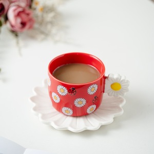 Tazza in Ceramica Lelyi con Motivo Creativo di Margherita e <span class=keywords><strong>Coccinella</strong></span> a Sette Punti, Elegante Tazza da Caffè per Casa e Ufficio - Product Image 1