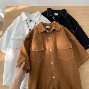 Camisa Casual de Verano para Hombre, Manga Corta, Estilo Vintage 2025, Antiarrugas, Transpirable, Antiencogimiento, Algodón y Bambú - Product Image 2