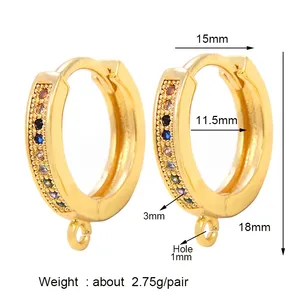 Perles colorées Feeder Basic Round Hoop18K Or Dangle Boucle D'oreille Attache Cliquez Bails, Bijoux À La Mode Fabrication Accessoires Fourniture P06 - Product Image 2