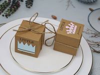 Boîte-cadeau en papier Kraft 50 pièces, dragées pour mariage, décoration pour Baby Shower garçon et fille, fournitures pour fête de révélation du genre, anniversaire
