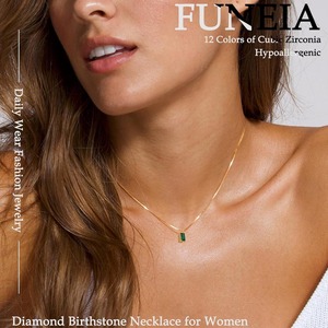 Collar de Cadena con Caja de Zirconia Exquisita para Mujer, Chapado en Oro, con Diseño Geométrico de Paz, de Cobre, Regalo de Piedra de Nacimiento de Diciembre para el Día a Día - Product Image 3