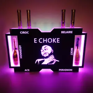 Custom Logo Led Programmeerbare Fles Display Rack Wijn Fles Houder Presenter Vip Champagne Message Board Fles Display Teken