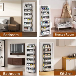 Over The Door Organizer 6 Tier Grey <b>Hanging</b> <b>Storage</b> With 17 Pockets For Closet Bathroom Bedroom Use - Product Image 6
