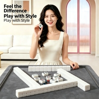 Table de Mahjong Automatique Noire 2-en-1 avec Couvercle de Table en Verre Ultra Silencieuse et Anti-Bloquage pour le Divertissement à Domicile