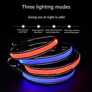 Luces LED Collares para perros y mascotas Poliéster ajustable que brilla en la noche Mascota Perro Gato Cachorro Seguro <span class=keywords><strong>Collar</strong></span> intermitente luminoso Suministros para mascotas - Product Image 6