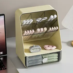 Creatieve Multifunctionele Kantoor Desktop Opbergdoos Schuine Inbrengpen Houder Plastic Voor Student Briefpapier En Make-Up