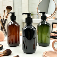 Bouteille de shampooing en plastique PET transparente ambrée verte personnalisée de 100 ml, 200 ml, 300 ml, 400 ml, 500 ml, bouteille d'huile capillaire avec pompe à lotion