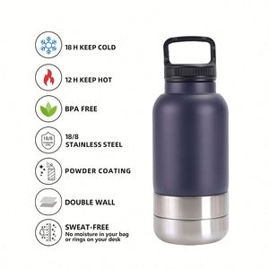 Gamelle portable 3-en-1 isotherme en acier inoxydable de 32 oz pour animaux de compagnie avec logo personnalisé, bouteille d'eau détachable avec couvercle pour chien, idéale pour les voyages en extérieur - Product Image 3