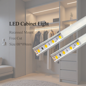 Profilo in Alluminio per <span class=keywords><strong>LED</strong></span> 08X09 <span class=keywords><strong>Sottopensile</strong></span> con Strisce <span class=keywords><strong>LED</strong></span> da 5mm 12V, <span class=keywords><strong>Barra</strong></span> Luminosa Lineare in Alluminio 1M 2M 3M Diffusa - Product Image 1
