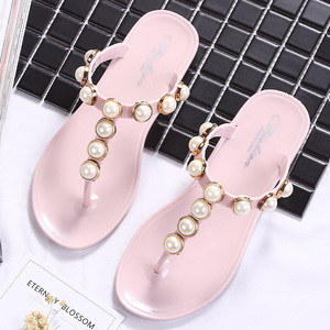 Tongs plates pour femmes de style coréen Crystal Pearl, à bout carré, légères, antidérapantes et résistantes pour l'été - Product Image 3