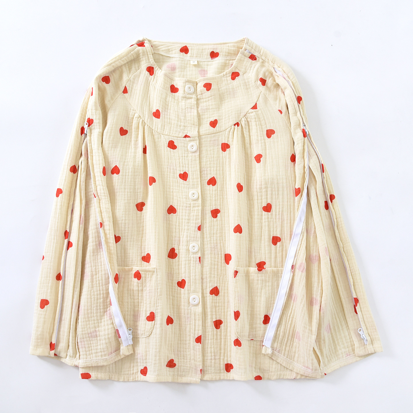 Haut d'allaitement en crêpe à motif cœur jaune pour femme, pièce unique