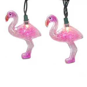 UL 2020 Tropical Themed String Light Outdoor Lighted Flamingo Set 10Count Adorable Pink Flamingo Night Lights For Girls Bedroom