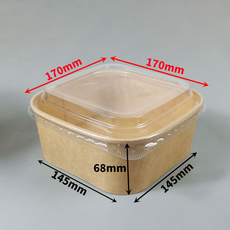 Carré brun 1300ml avec couvercle PS