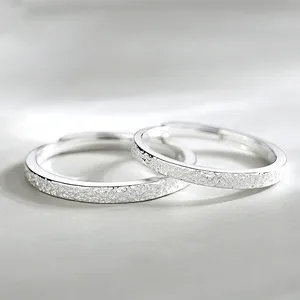 Factory wholesale popular anel de casal jewelry vendors adjustable couple silver men rings women 925 sterling