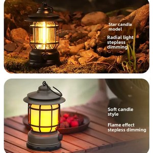 Lanterne portable multifonctionnelle d'extérieur, étanche, rechargeable, LED, vintage, pour le camping, la randonnée, l'ambiance - Product Image 3