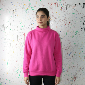 Sudadera de Felpa Rosa Intenso con Cuello Alto y Media Cremallera, 100% Algodón, Oversize, para Invierno, con Estampado Digital Personalizado, CLUSH SPORTS - Product Image 1