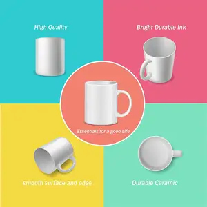 Logo personalizzato all'ingrosso 11 oz sublimazione tazza di ceramica vuota tè tazze da caffè tazze da caffè a sublimazione tazza di ceramica rivestita bianca
