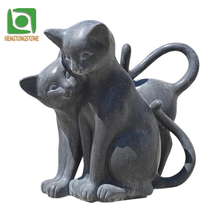 <span class=keywords><strong>Escultura</strong></span> de piedra Animal negro mármol estatua de gato