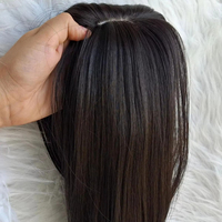 Topper de qualité salon en cheveux humains 100% naturels, couleur noir naturel 1b, base en soie, lisse, ondulé, bouclé, pour femmes blanches