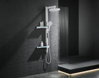 Ensemble de douche double fonction avec corps en laiton, jet de massage et jet pluie, pour salles de bain domestiques, avec douchette à pression LED moderne