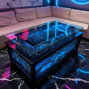 Mesa de Bar con Luz Epoxi Luminosa Multicolor Nebula, Estructura Metálica Resistente, Diseño de Estrellas, para Uso Comercial en Hoteles, Sótanos y Clubs - Product Image 4