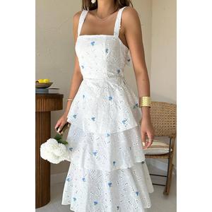 Robe élégante bleue mi-longue avec col carré, drapée, fermeture éclair décorative, design ajouré, taille XS, style décontracté ODM, vente en gros - Product Image 2
