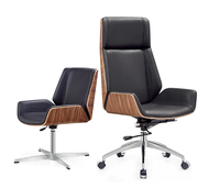 Chaise de conférence pivotante à hauteur réglable en cuir synthétique à base fixe moderne pour la maison, le bureau, le bureau d'étude, la salle de réunion