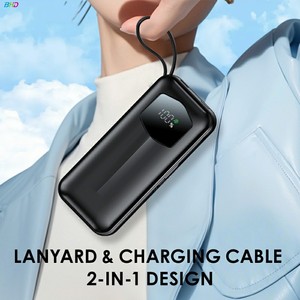 Banque d'alimentation portable 10000mAh avec 2 câbles intégrés Câble long rétractable et lanière pour un transport <span class=keywords><strong>facile</strong></span> Chargeur haute capacité - Product Image 4