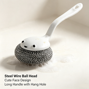 Stainless Steel Cleaning <b>Brush</b> Long Handle <b>Scrub</b> <b>Brush</b> Replaceable Head Non Scratch Kitchen Scrubber for Pots and Pans - Product Image 2