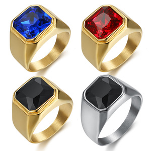 하이 퀄리티 남자의 반지 블랙 보석 큰 마노 반지 남성용 스테인레스 스틸 보석 - Product Image 1