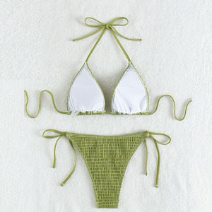 Bikini <span class=keywords><strong>Sexy</strong></span> con cinturino all'americana per donna Push up Design a triangolo in tinta unita perfetto per Beachwear e feste in piscina - Product Image 3