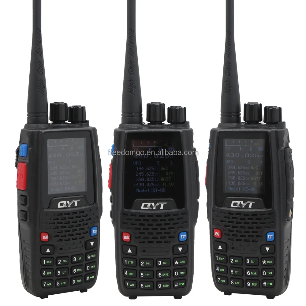 QYT KT-8R Quad-band UHF VHF FM Transceptor 200 canais 5 Watts Walkie Talkie portátil com tela colorida