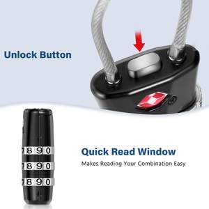 TSA-goedgekeurde 2-pack bagagesloten, 3-cijferige combinatie, gelegeerd staal en zink, flexibel reisslot - Product Image 3