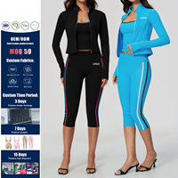 Nouvel ensemble de yoga 3 pièces personnalisé pour femme : pantalon capri taille haute et débardeur respirant à séchage rapide pour tenue de sport