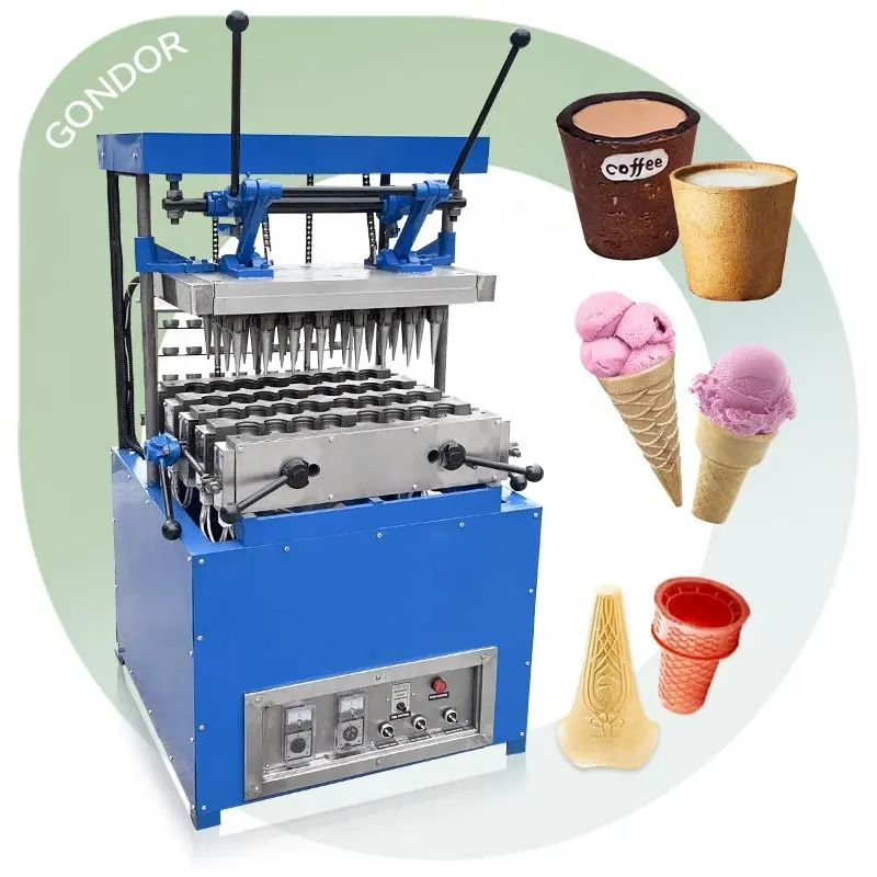 Rollo Industrial azúcar pequeño hacer helado oblea hornear semiautomático Manual máquina para hacer conos de helado