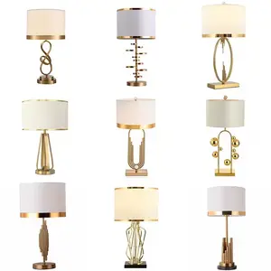 Lámpara De Metal dorada para decoración del hogar, lámpara De mesa Led De escritorio De lujo para cama De lectura nórdica moderna Vintage