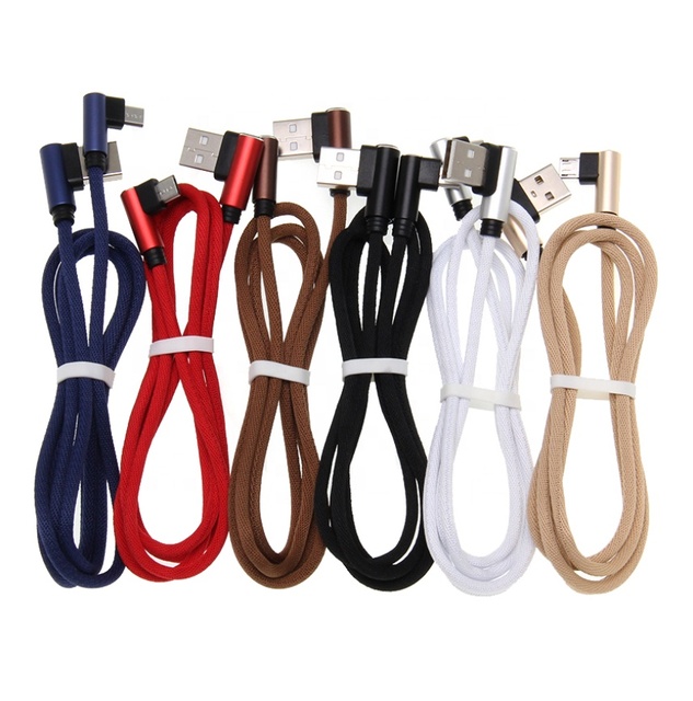 90 Degree V8 Data Cable 2M Nylon Micro USB Cable Fast Charging Charger Wire for Xiaomi Huawei Android Smartphone