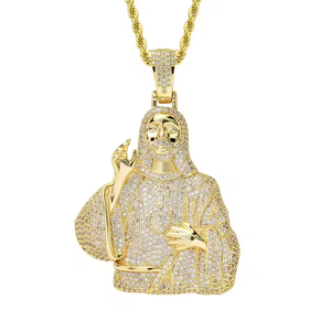 Custom Hip Hop Jesus Head Pendant with <b>Cross</b> 925 Sterling Silver VVS Moissanite Diamond Iced Necklace Fashion Jewelry for <b>Men</b> - Product Image 4
