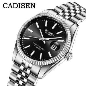 <span class=keywords><strong>Cadisen</strong></span> 8053, relojes de pulsera mecánicos automáticos de lujo con logotipo personalizado para hombre, Correa plateada de acero inoxidable, reloj de fecha de negocios para hombre - Product Image 6