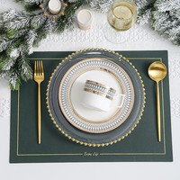 Vaisselle en céramique de luxe nordique avec bord doré, assiettes et bols créatifs, vaisselle de table élégante pour le petit-déjeuner, assiette à steak occidentale
