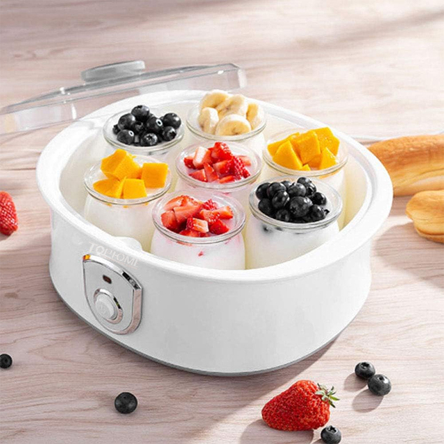 Electric Yogurt Maker 1.5L 7 Glass Jars Plastic Digital Control with Timer Function