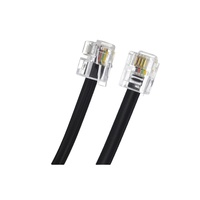 Câble de rallonge téléphonique noir 6P4C RJ11 de 30 cm, 90 cm, 150 cm, 210 cm avec prise modulaire 6P4C